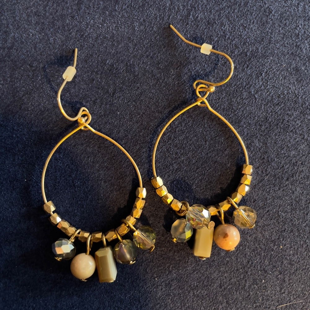 Gold hoop earrings with beads